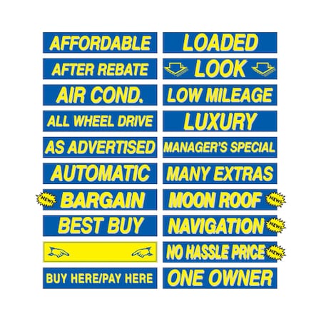 Ez Line 15" Blue & Yellow Adhesive Windshield Slogans: Sporty Pk 168-SPOR